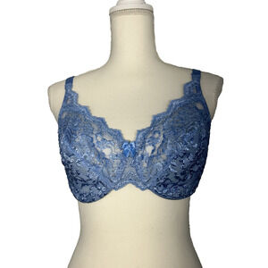 Vintage Victoria's Secret Gold Label Lace Bra Underwire Women's 34DD's Sky Blue